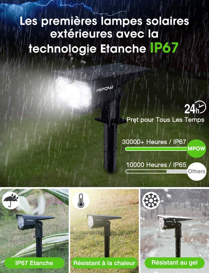 Projecteur LED Solaire Écologique - 1 Acheté, 1 Offert !
