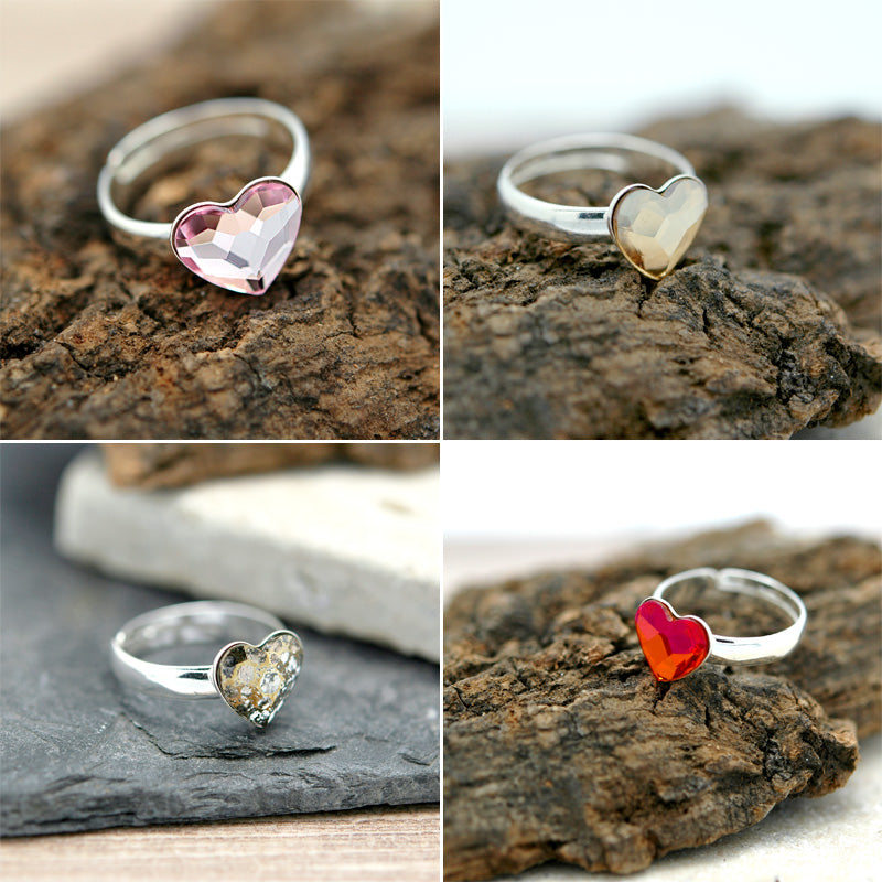 Bague en Argent Cœur avec Cristaux Swarovski Authentiques - Élégance et Brillance au Quotidien