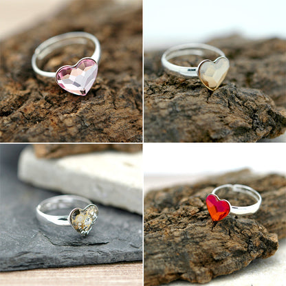 Bague en Argent Cœur avec Cristaux Swarovski Authentiques - Élégance et Brillance au Quotidien