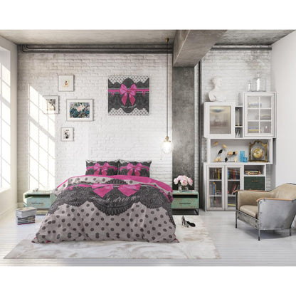 Housse de couette en coton microfibre avec 2 taies d'oreillers assorties