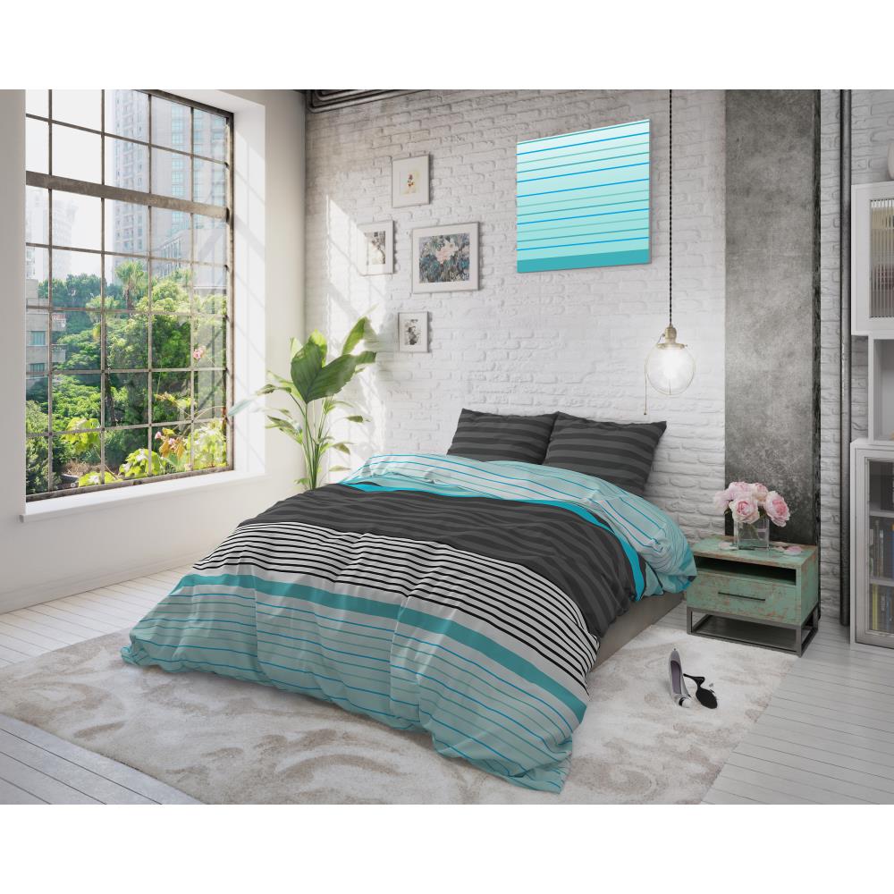 Housse de couette en coton microfibre avec 2 taies d'oreillers assorties