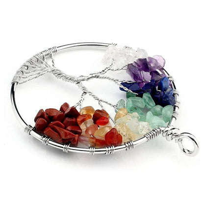 Collier Arbre de Vie Chakras en Pierres Semi-Précieuses