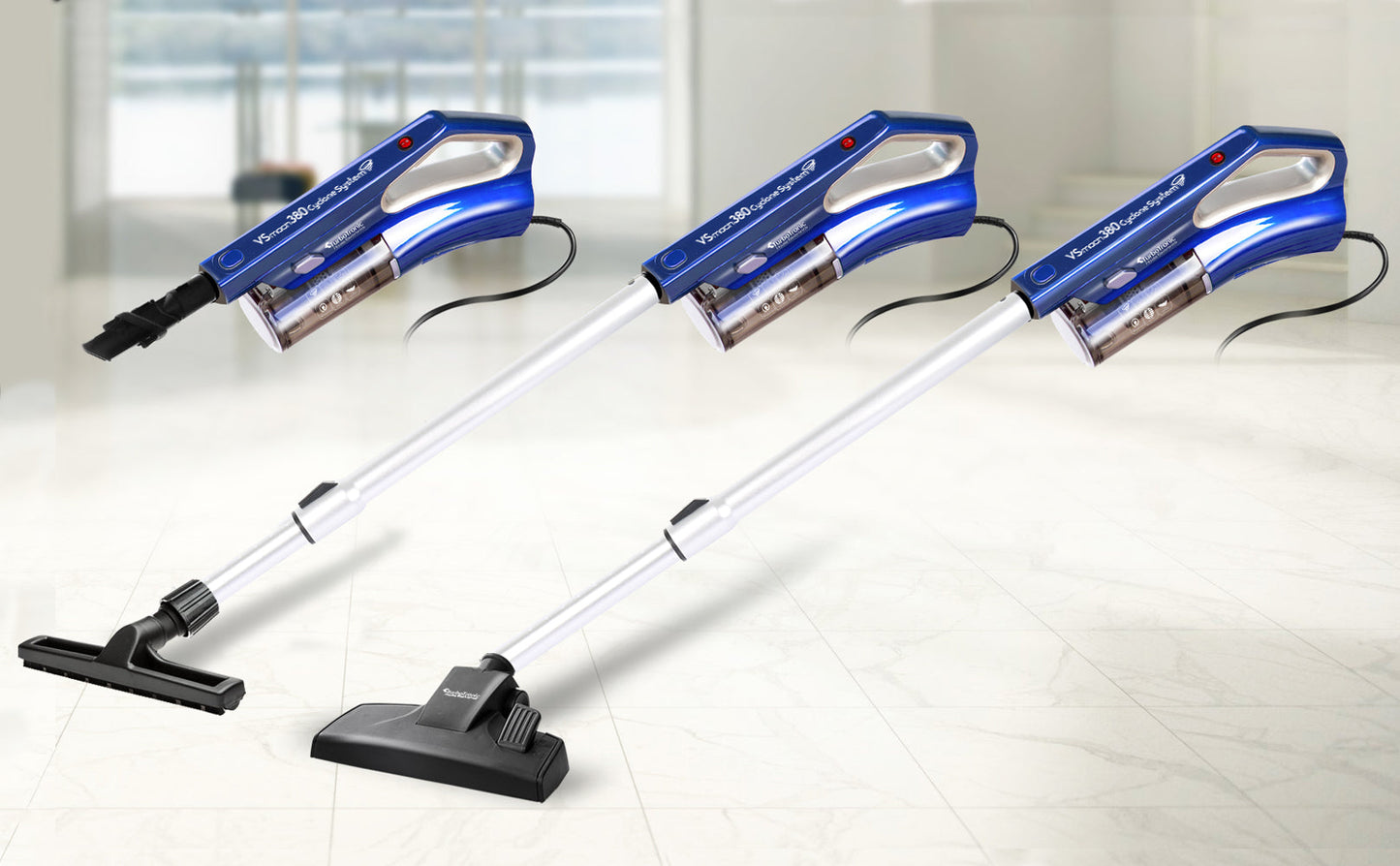 Aspirateur Cyclonique 400W avec Brosse Universelle - Manœuvre Facile et Design Élegant