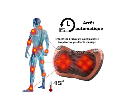 Oreiller Masseur Shiatsu Électrique Chauffant avec Magnéto-Thérapie