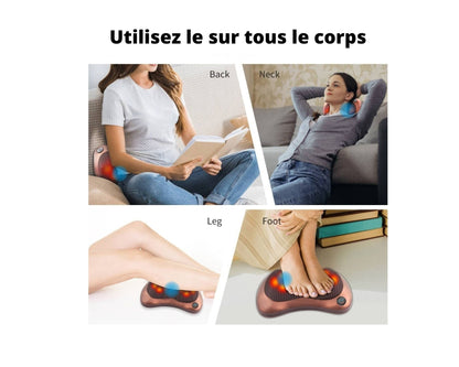 Oreiller Masseur Shiatsu Électrique Chauffant avec Magnéto-Thérapie