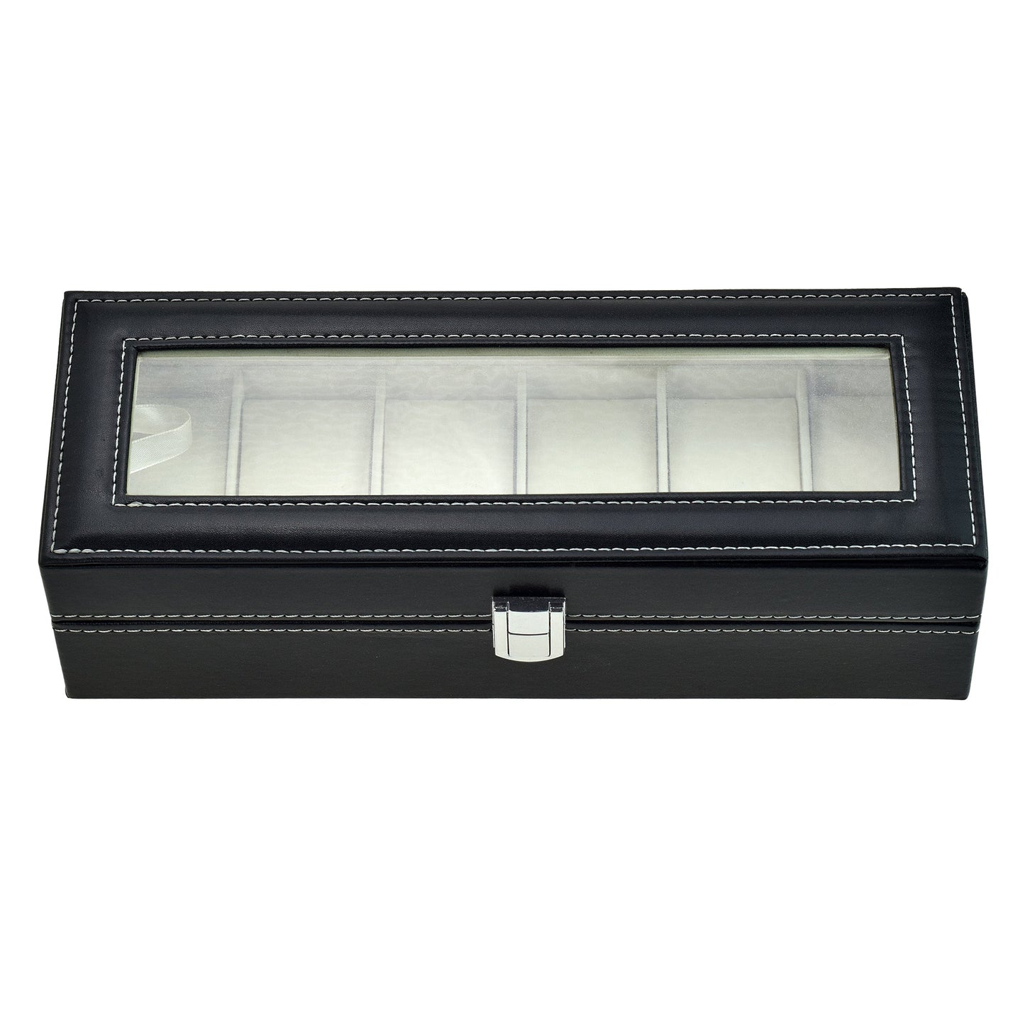 Boîte à montres en cuir avec couvercle en plexiglass - 6 emplacements élégants
