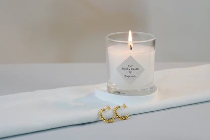 Bougie Parfumée Campanule Bleuté avec Boucles d'Oreilles Or Incluses