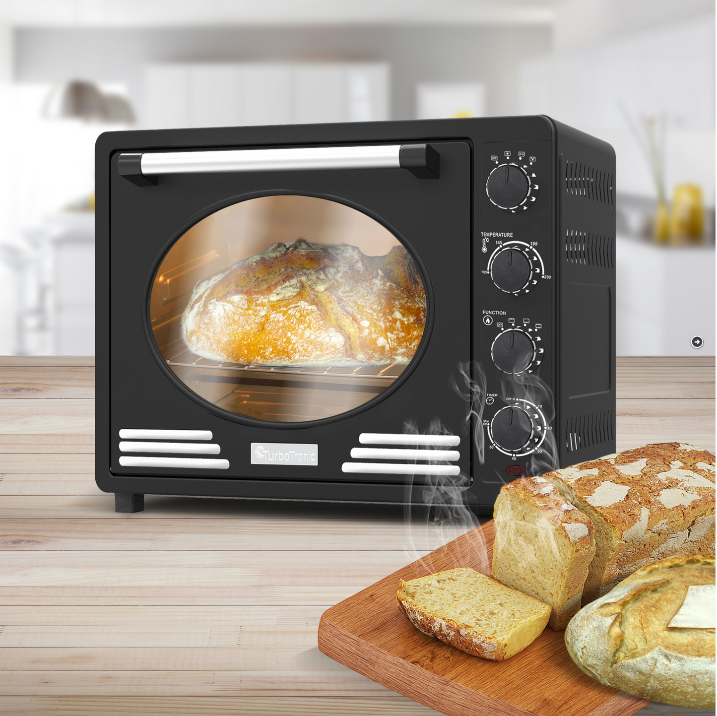 Four Électrique Rétro en Inox 35L – Cuisine Élégante et Performante