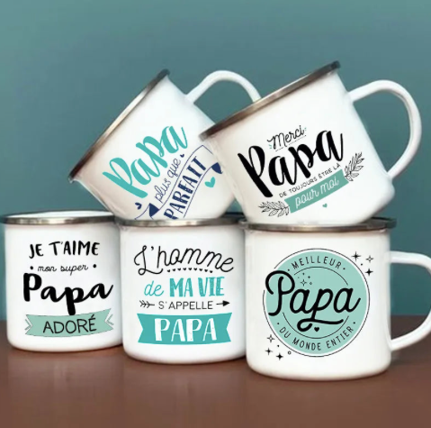 Mug en émail personnalisé PAPA - Un cadeau unique pour chaque café!