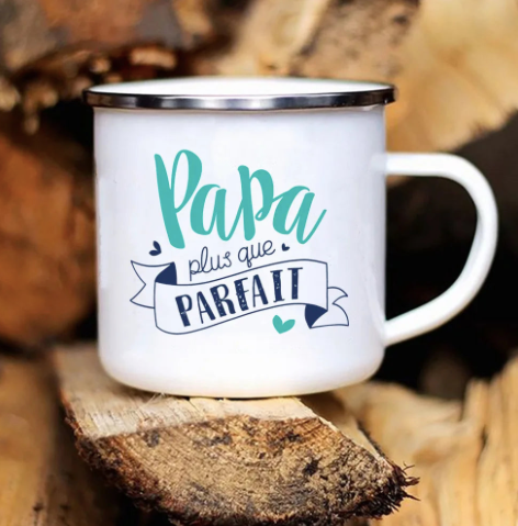 Mug en émail personnalisé PAPA - Un cadeau unique pour chaque café!