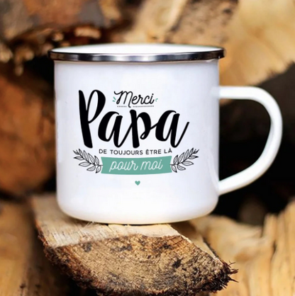 Mug en émail personnalisé PAPA - Un cadeau unique pour chaque café!
