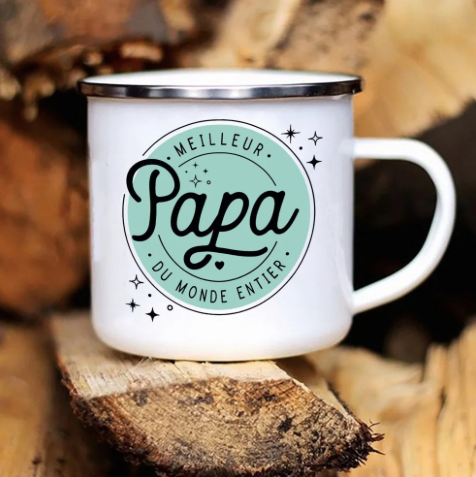 Mug en émail personnalisé PAPA - Un cadeau unique pour chaque café!