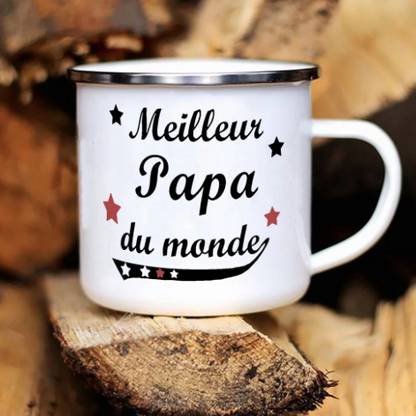 Mug en émail personnalisé PAPA - Un cadeau unique pour chaque café!