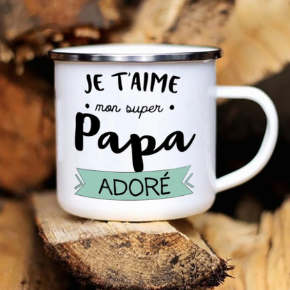 Mug en émail personnalisé PAPA - Un cadeau unique pour chaque café!