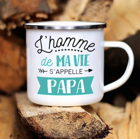 Mug en émail personnalisé PAPA - Un cadeau unique pour chaque café!