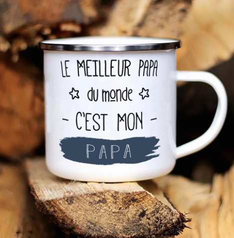 Mug en émail personnalisé PAPA - Un cadeau unique pour chaque café!