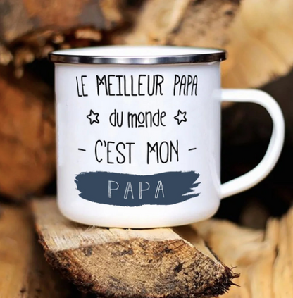 Mug en émail personnalisé PAPA - Un cadeau unique pour chaque café!