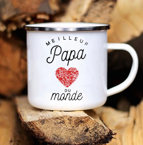 Mug en émail personnalisé PAPA - Un cadeau unique pour chaque café!