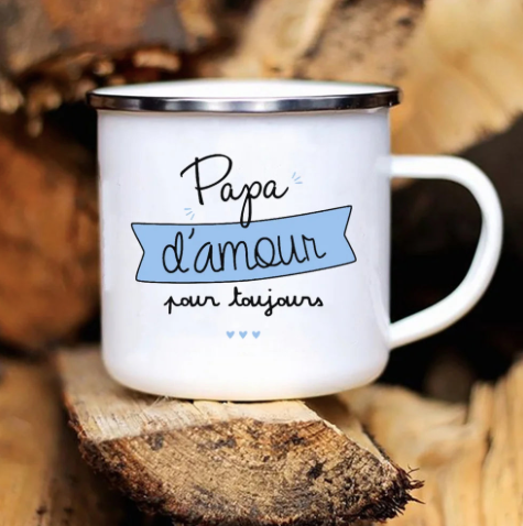 Mug en émail personnalisé PAPA - Un cadeau unique pour chaque café!