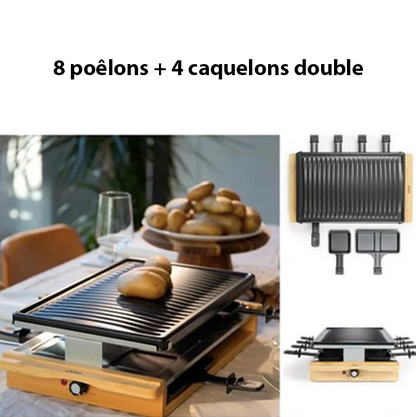 Appareil à raclette 8 personnes en bambou - Soirées gourmandes rassurées !