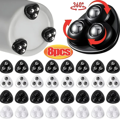 Mini Roulettes Auto-Adhésives en Acier Inoxydable - Lot de 8