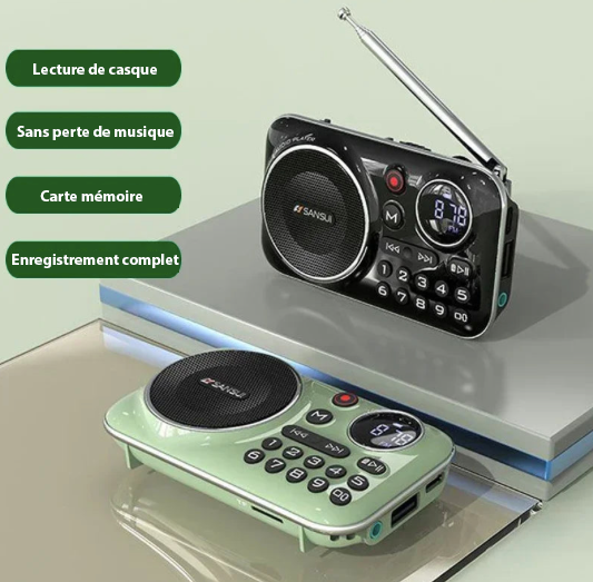 Mini radio portable AM/FM Bluetooth 5.0 avec lecteur MP3 - Écoutez votre musique partout !