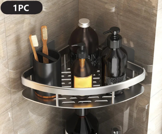 Étagère d’angle murale en aluminium sans perçage - Design moderne et pratique