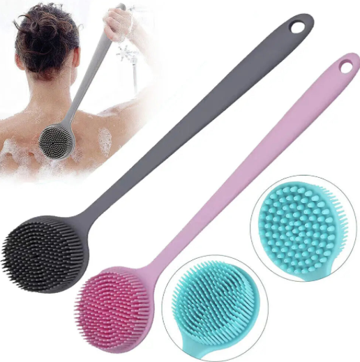 Brosse de bain en silicone à long manche pour un nettoyage parfait