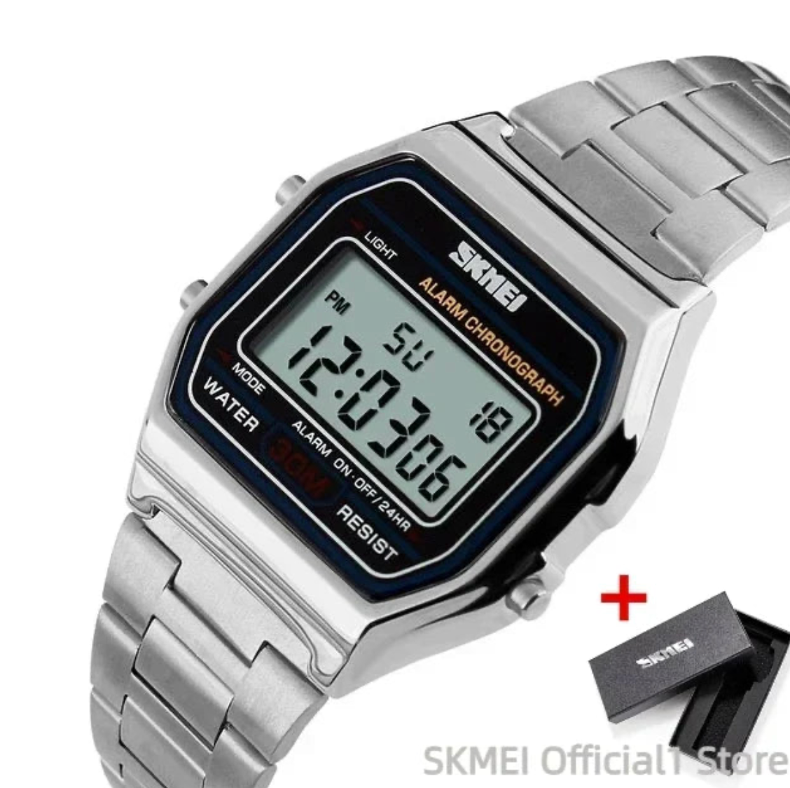 Montre Numérique Homme Étanche en Acier Inoxydable