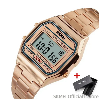 Montre Numérique Homme Étanche en Acier Inoxydable