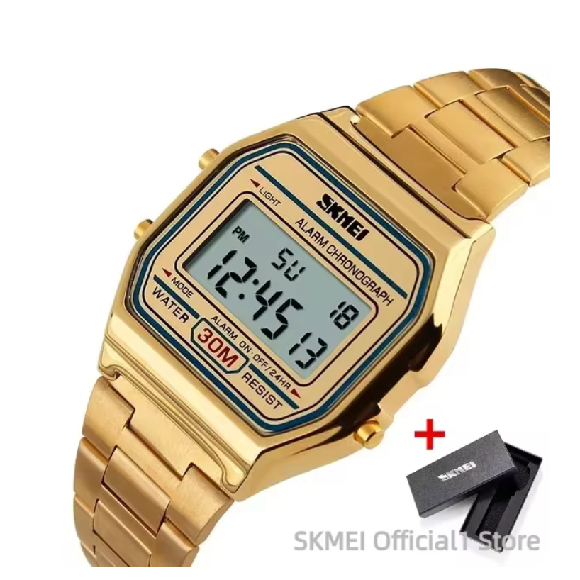 Montre Numérique Homme Étanche en Acier Inoxydable