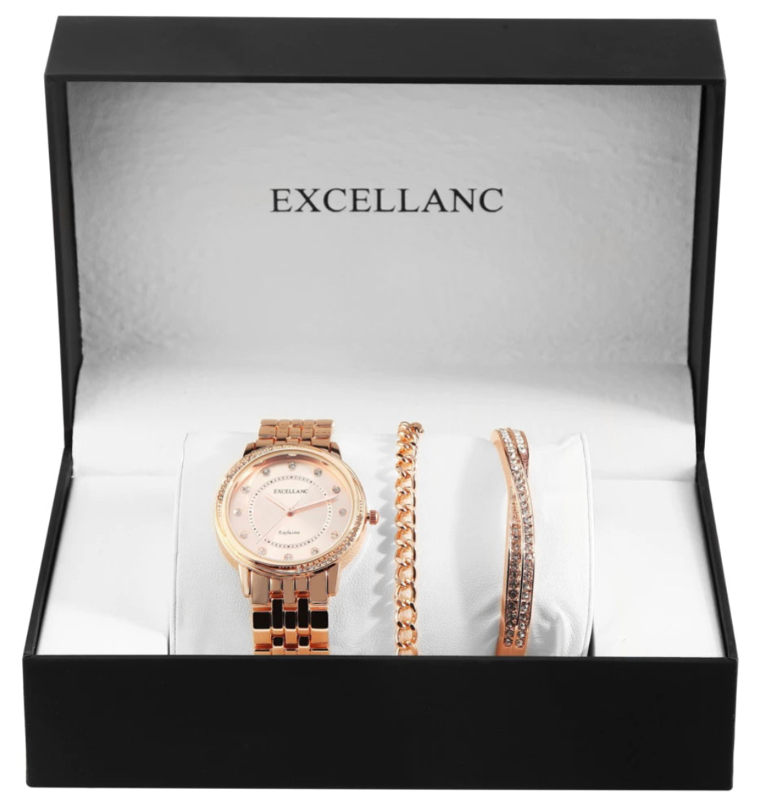 Coffret Excellanc Femme : 2 Bracelets et 1 Montre Élégante