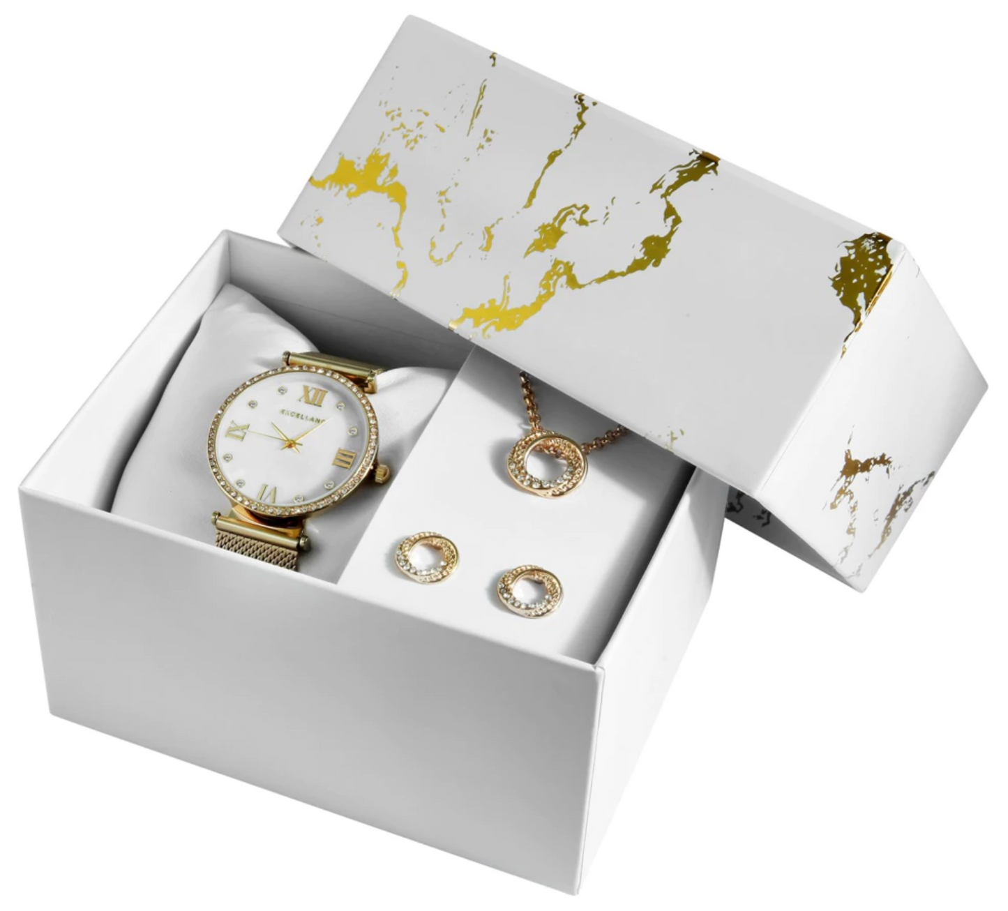 Coffret Cadeau Excellanc : Montre, Collier et Boucles d'Oreilles Élégants