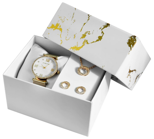 Coffret Cadeau Excellanc : Montre, Collier et Boucles d'Oreilles Élégants