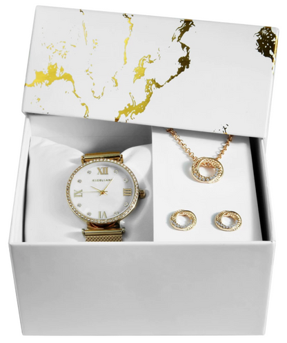 Coffret Cadeau Excellanc : Montre, Collier et Boucles d'Oreilles Élégants