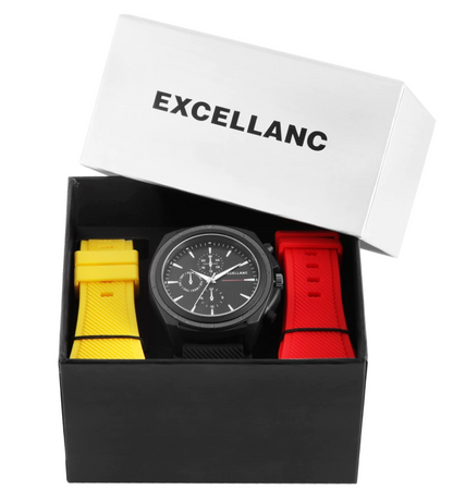 Coffret Excellanc pour homme : Montre élégante avec 2 bracelets interchangeables