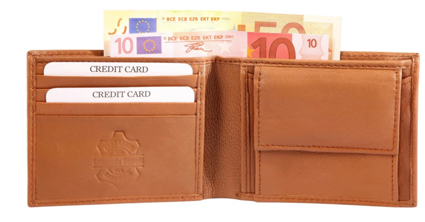 Coffret cadeau élégant Leonardo Verrelli avec portefeuille, porte-clés et porte-cartes RFID