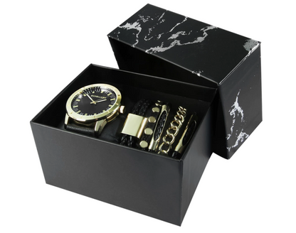 Coffret Cadeau Excellanc Homme : Montre Élégante + 5 Bracelets Tendance