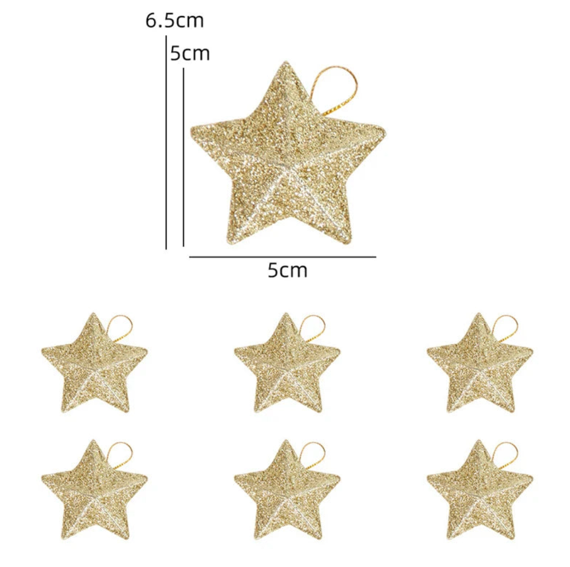 Lot de 24 Étoiles à Paillettes Dorées pour Sapin de Noël