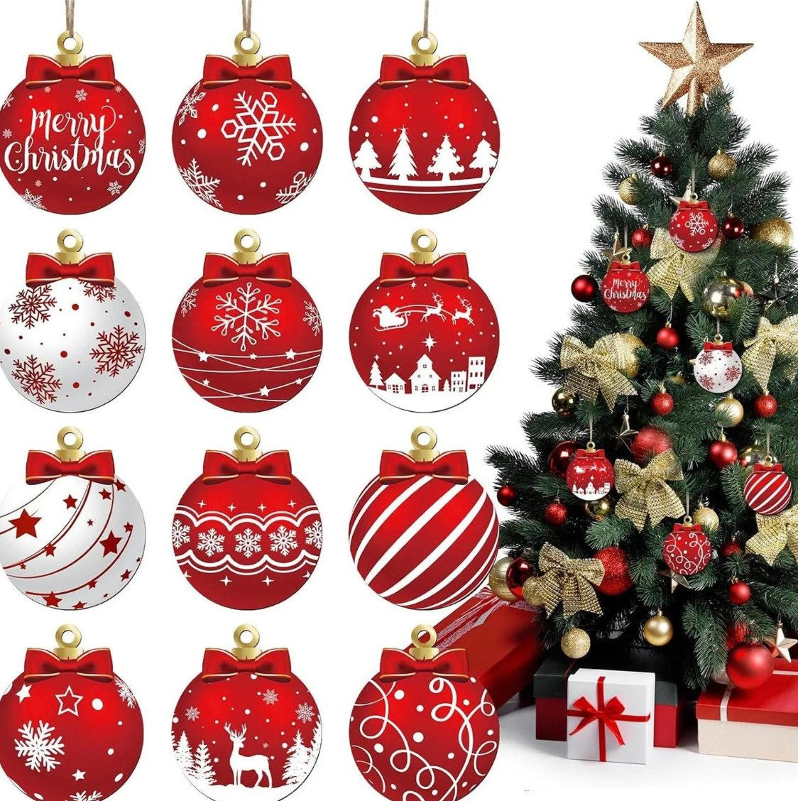 Ensemble Festif de 12 Boules de Noël