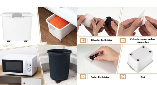 Mini Roulettes Auto-Adhésives en Acier Inoxydable - Lot de 8