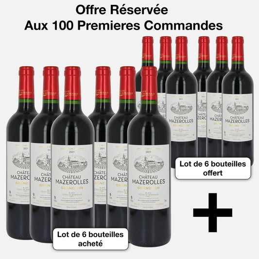 Lot de 6 bouteilles Château Mazerolles 2021 + 6 bouteilles offertes