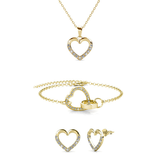 Parure Élégante Locked Heart avec 59 Cristaux Autrichiens