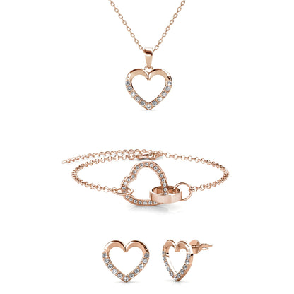 Parure Élégante Locked Heart avec 59 Cristaux Autrichiens