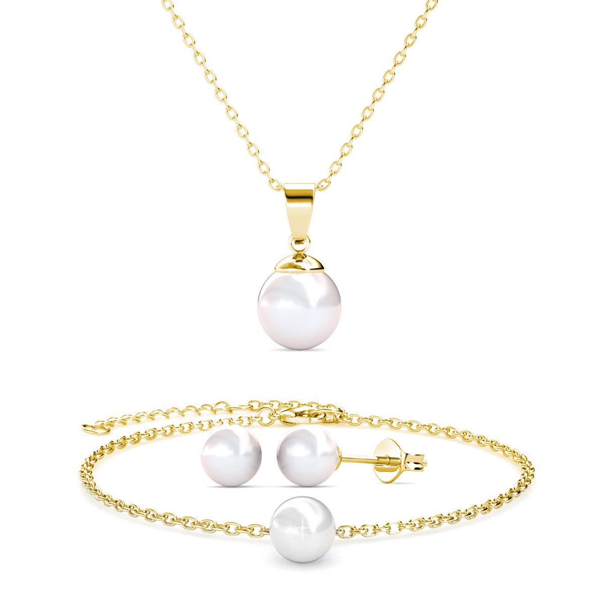 Parure Trio Élegance en Mère de Perle et Cristaux Autrichiens