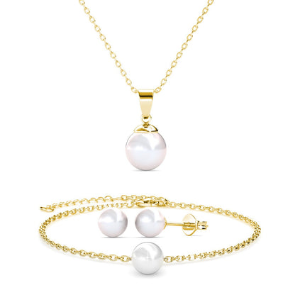 Parure Trio Élegance en Mère de Perle et Cristaux Autrichiens