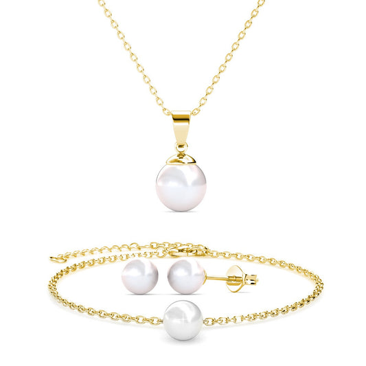 Parure Trio Élegance en Mère de Perle et Cristaux Autrichiens