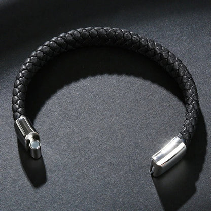 Bracelet en cuir et laiton avec finition rhodium chic