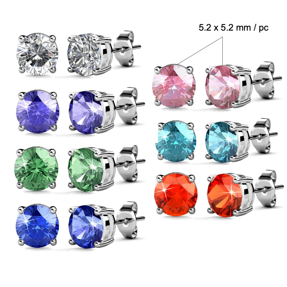 Coffret Élégant de 7 Boucles d'Oreilles avec Cristaux Autrichiens