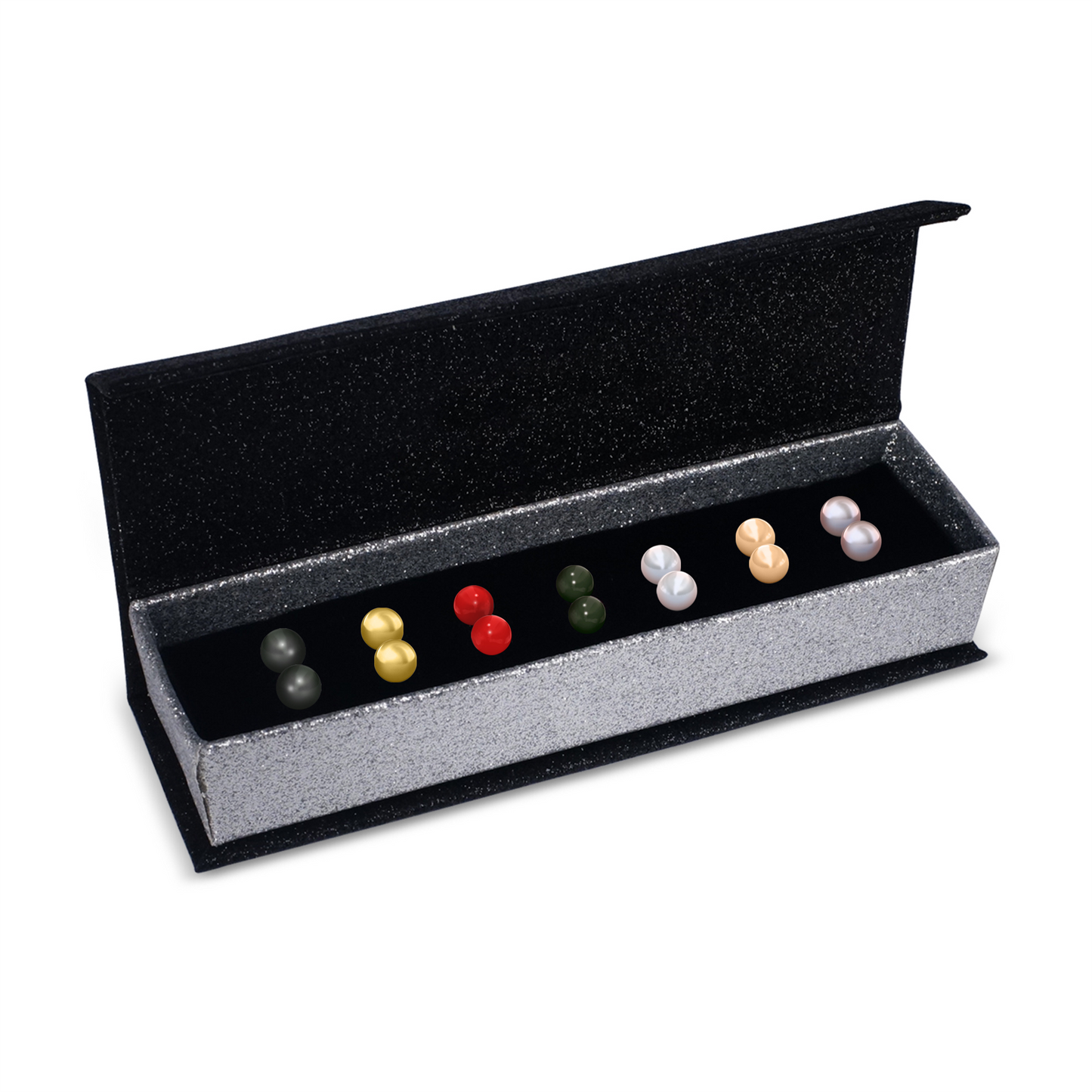 Coffret de 7 Boucles d'Oreilles en Rhodium avec Perles Autrichiennes élégantes